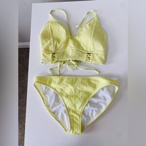 Jessica Simpson Yellow Coastal Striped Bikini